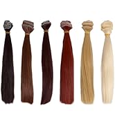 VILLCASE 6pcs Straight Doll Hair Extensions - 6 Colors Synthetic Doll Hair Wefts for Crafts, High...
