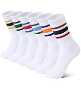 Somaibo 6 Pairs Kids Boys Girls Socks Athletic Basketball Soccer Football Cotton Crew Sock with R...