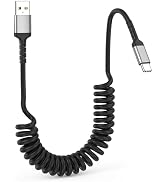Car Carplay Cable 3ft Coiled USB A to USB C Cable for Android Auto CarPlay, USB C Car Cable Fast ...