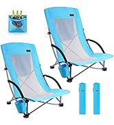 Nice C Beach Chair, Beach Chairs for Adults 2 Pack w/Cooler Compact High Back, Cup Holder &amp; Carry...