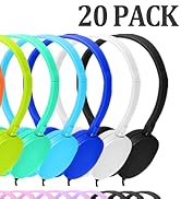 Ladont 20 Pack Kids Headphones Bulk for Classroom School, Durable Wholesale Wired Headphones for ...