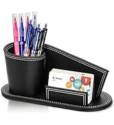 Noamus Pu Leather Pen Holder, Creative Stylish Office Accessories, Multi-function Pencil Cup Busi...