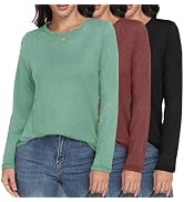 GAYHAY 3 Pack Long Sleeve Shirts for Women - Loose Fit Crew Neck Basic Tees Fall Tops Outfits Cas...