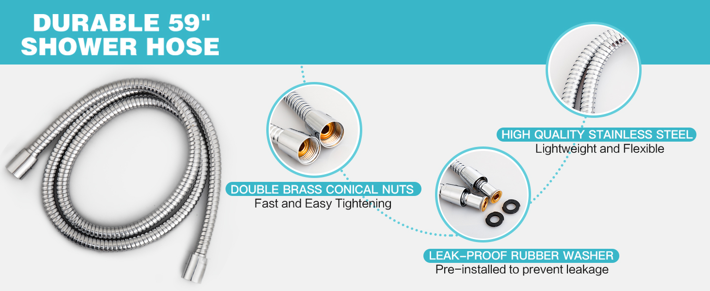 hand held shower head with long hose