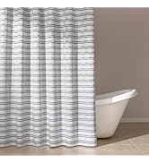 Basics Geometric Jacquard Fabric Shower Curtain for Bathroom, Lightweight, Waterproof and ...
