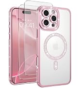 DOMAVER for iPhone 16 Pro Max Case Glitter with 2X Screen Protector[Compatible with Mag Safe], Cu...