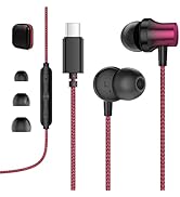USB C Wired Headphones with Mic Magnetic in Ear Type C Earbuds Nylon Braided Tangle-Free USB C Ea...