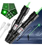 LETEAPII [2 Packs] Green Light Flashlight, Long Range Rechargeable Tactical Flashlights with Star...