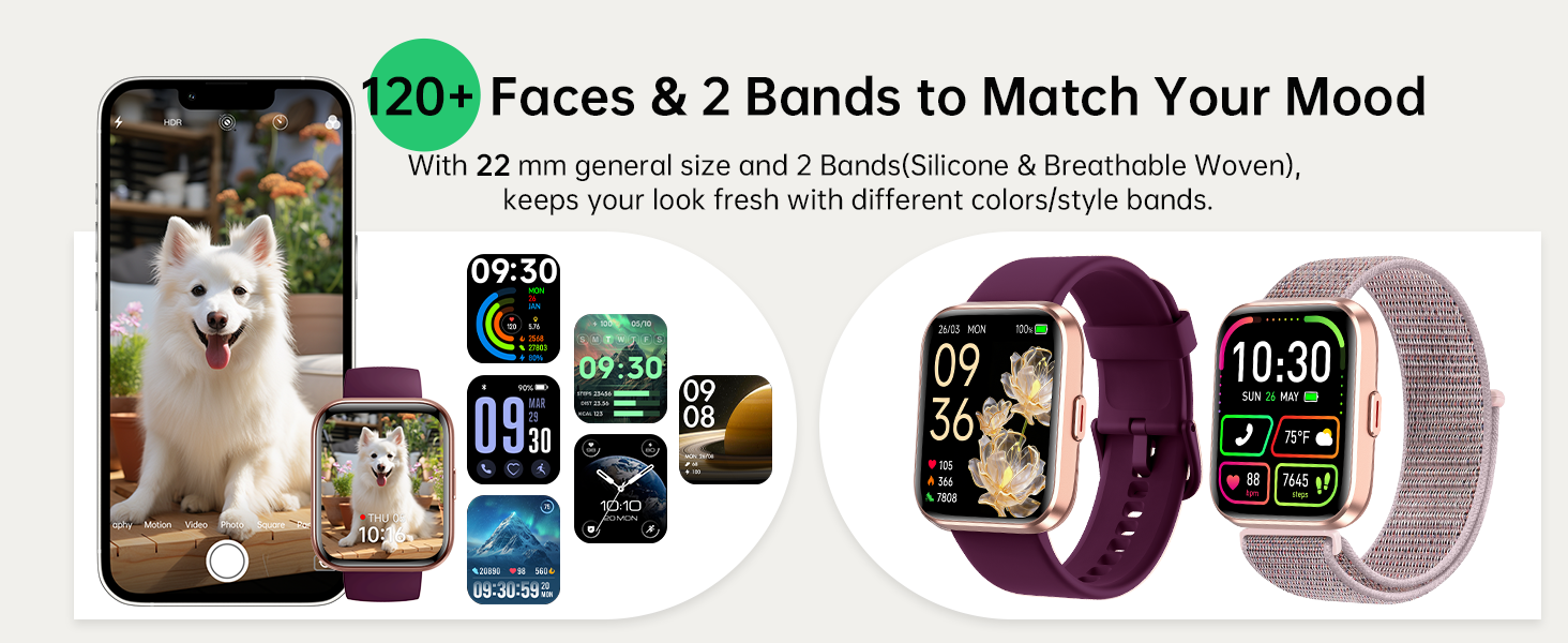 smart watch with 2 bands