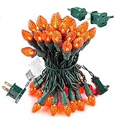 BOHON Halloween String Lights 50 LEDs Orange Lights UL Certified Christmas Lights Green Wire Hall...