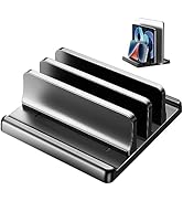 EAXBUX 2-Slot Vertical Laptop Stand Holder,Adjustable ABS Plastic Desktop Notebook Dock,Vertical ...