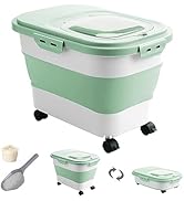 DDMOMMY 20-30 Lbs Rice Storage Container,Collapsible Food Storage Containers with Rolling Wheel A...