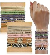 KANPRINCESS 20PCS Boho Hair Ties Bracelet for Women and Girls, Elastic No-Damage Cute Bands for T...