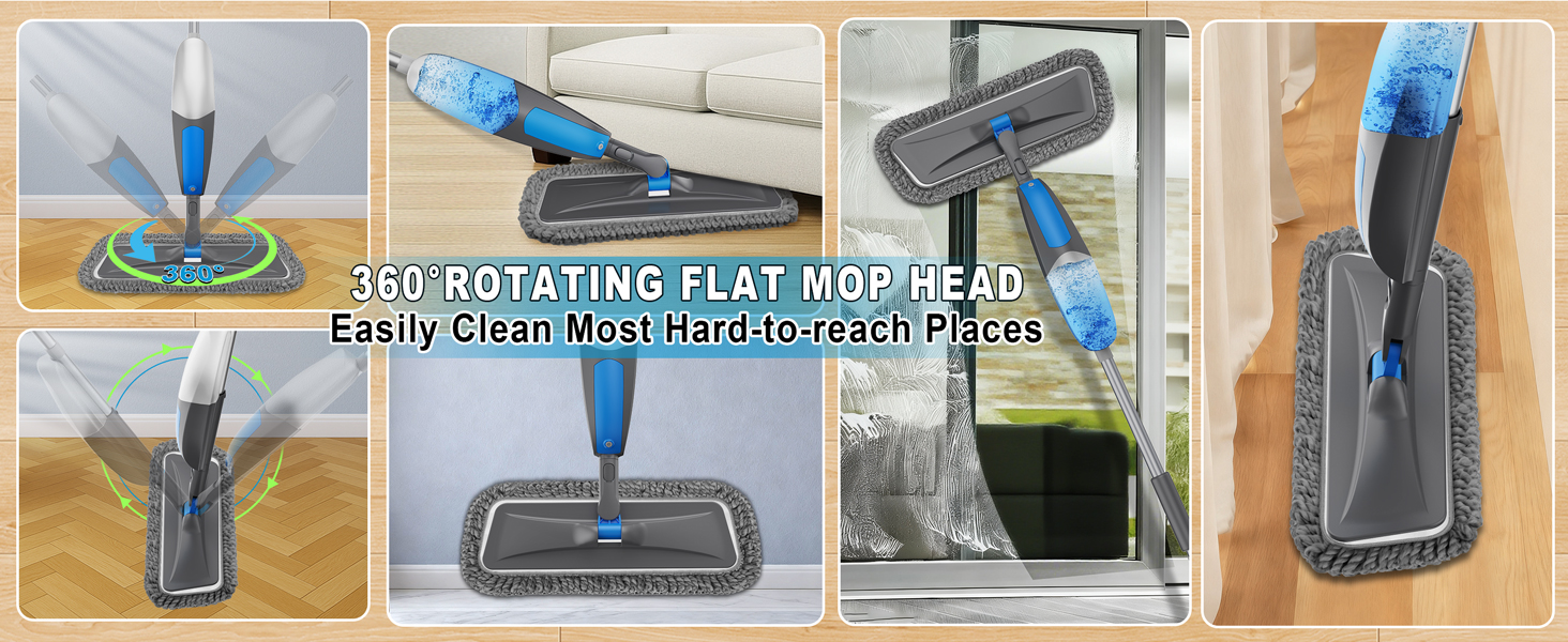 360 degree rotating flat mop head