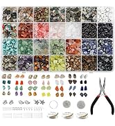 Ybxjges 1330Pcs Crystal Chips Stone Beads for Jewelry Making 28 Colors Crystal Ring Making Kit Na...