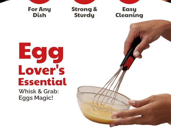 Pampered chef whisk tongs for secure handling of boiled eggs, perfect wire tongs