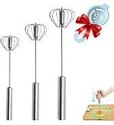 Semi-automatic Whisk, Stainless Steel Egg Beater, Hand Push Rotary Whisks Mixer Stirrer for Makin...