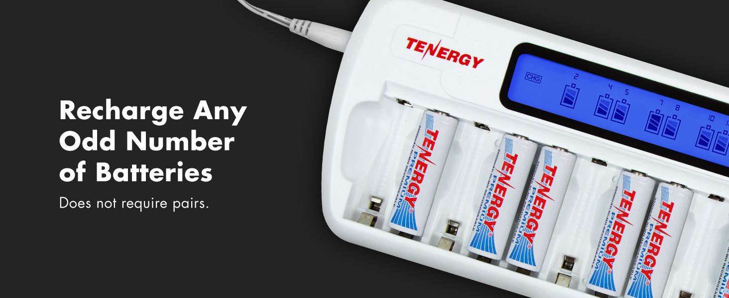Recharge any odd number of batteries without pairs