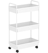 Buzowruil Rolling Storage Cart 3 Tier Organizer Mobile Shelving Unit Storage Rolling Utility Cart...
