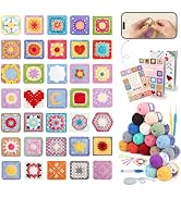 Coopay Crochet Kit for Beginners, Granny Square Crochet Kit with 2 Crochets Book &amp; Video Card, Cr...