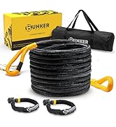 BUNKER INDUST 1"×30ft Kinetic Recovery Rope with 2 Soft Shackles Kit, Kinetic Recovery Tow Rope S...
