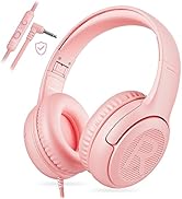 Kids Headphones with Microphone Foldable Stereo Tangle-Free 3.5mm Jack Wired Cord On-Ear Headset ...