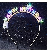 Uranian Light Up Birthday Headbands LED Rhinestone Halo Crown Gold Happy Birthday Hairbands Party...