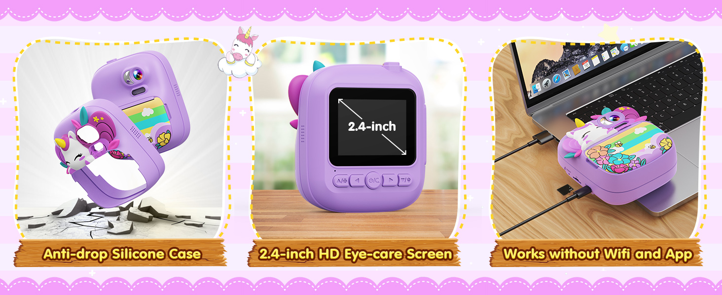 kids camera instant print toddler girls unicorn gifts digital toys ages 3 4 5 6 7 8 9 10 years olds
