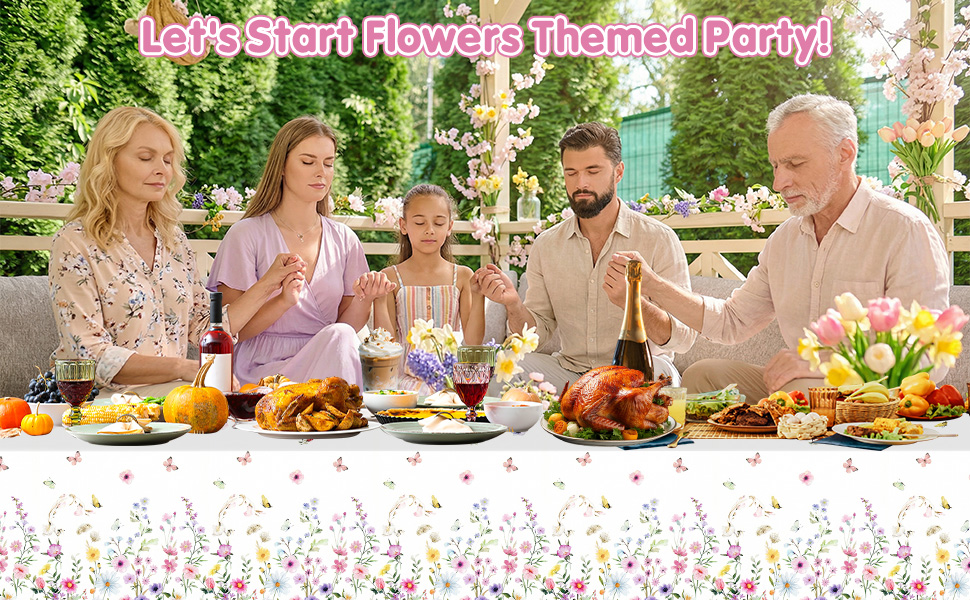 Plastic Spring Floral Table Cloth Flower Disposable Table Cover