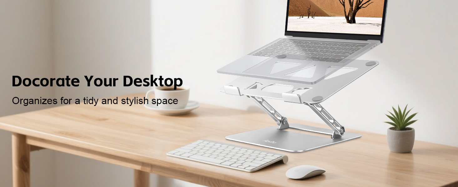 Laptop riser for desk creates extra workspace, keeping your desk tidy and better organized