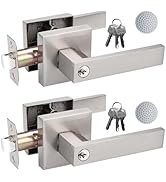 JO.KO Entry Door Lock Set, Square Door Lever for Bedroom, Passage Door Privacy Locking Interior/E...