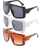 NLEYANB 3-Pack Y2K Square Sunglasses UV400 for Women Men, Retro Shades Beach Party Daily