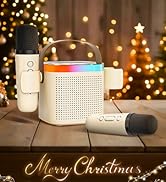Karaoke Machine for Kids Adults,Portable Bluetooth Speaker,Speaker with 2 Wireless Microphones,wi...