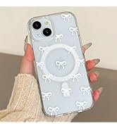 QLTYPRI Magnetic for iPhone 13 Case/iPhone 14 Case Compatible with MagSafe, Clear Cute Ribbon Bow...