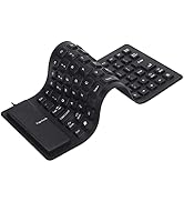 Roll-up Silicone Keyboard, Fully Sealed Silent Soft Keyboard Lightweight Portable USB Wired Keybo...