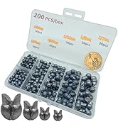 DAMIDEL 200Pcs/Box Big Size Removable Split Shot Fishing Sinkers(1/7oz,1/9oz,1/10oz,4/50oz,1/25oz...