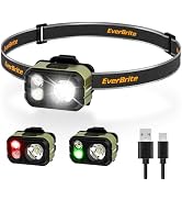 EverBrite 400LM Ultralight Headlamp, 1.59oz Head Lamp with Hat Clip | IP67 Waterproof, Rechargeab...