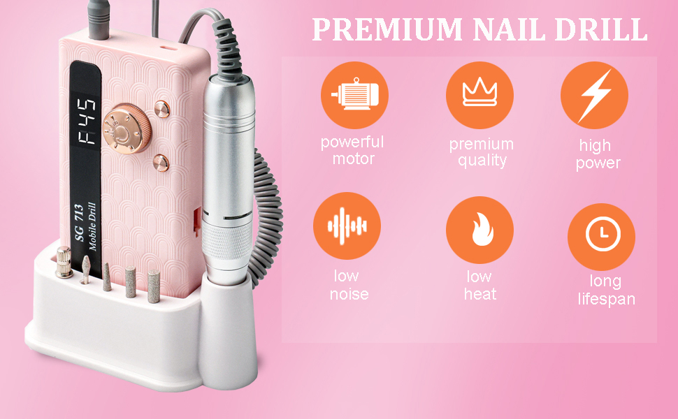 Electric Nail File Professional Kit - Professional 45000RPM Portable Nails Drills Kit