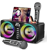 SORDA Karaoke Machine for Adults &amp; Kids, Portable Bluetooth Speaker with 2 Wireless Microphones, ...