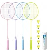 AboveGenius Badminton Rackets Set of 2/4, Lightweight Badminton Set Includ 2/4 PCS Rackets, 6 Bir...