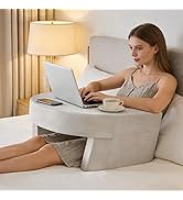 Sweetcrispy Ergonomic Reading Pillow Lap Desk with Storage Pockets &amp; Supportive Arm Rests, Arc-Sh...