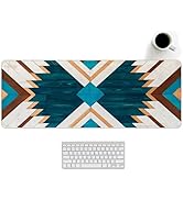 Western Mouse Pad, Western Desk Accessories, Blue Green Aztec Rug Desk Mat Retro Southwest Gaming...
