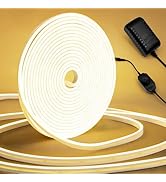 LED Neon Rope Lights, 32.8Ft Warm White Dimmable Led Strip Lights, DIY Flexible Silicone Waterpro...