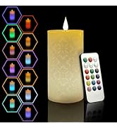 NICEME LED Multi Colored Flameless Candle with Remote Control Timer, 6" Realistic Wax Color Chang...