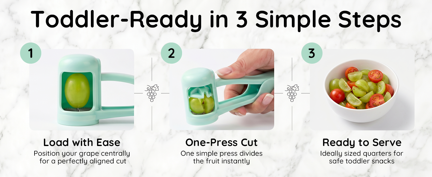 3 step guide for cutting grapes cherry tomatoes olives for little ones