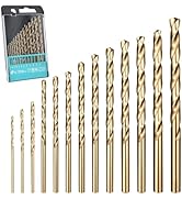 Techhyren 13Pcs Cobalt Drill Bit Set,1/16"-1/4" M35 High Speed Steel Twist Jobber Drill Bits Set ...