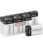 PKUNIN 9V Batteries Alkaline 9 Volt Battery for Smoke Detector 8 Pack, Long-Lasting Square 6LR61 ...