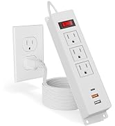 BTU 3 Outlet Power Strip with USB, Small Desktop Power Strip with 2 USB-A &amp; 1 USB-C PD 20W Fast C...