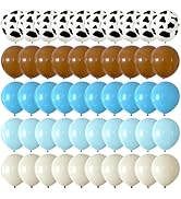 CVPARTYON Brown and Cow Print Balloons 12 Inch Sand White Light Blue Latex Balloons for Boys Firs...