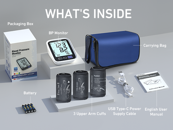 AQESO Blood Pressure Monitor, 3 Users 3 Size Cuffs